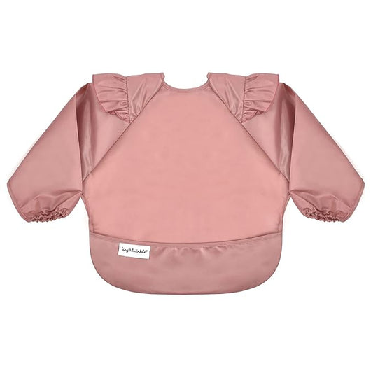 Tiny Twinkle Mess Proof Baby Bib,Waterproof Smock Baby Bib for Eating,Machine Washable Long Sleeve Bib,Baby Led Weaning,Toddler Bib,BLW Supplies(Taupe, Large 2-4 Years)