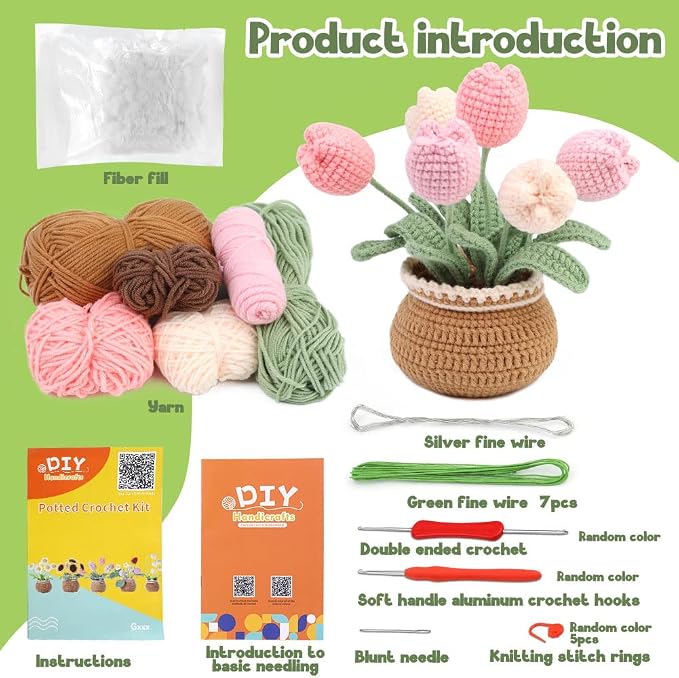 kgxulr Crochet Kit for Beginners, Tulip Crochet Starter Kit Beginner for - Image 2
