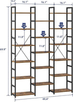 NUMENN Triple Column 6 Tier Bookshelf, Bookcase - Image 3