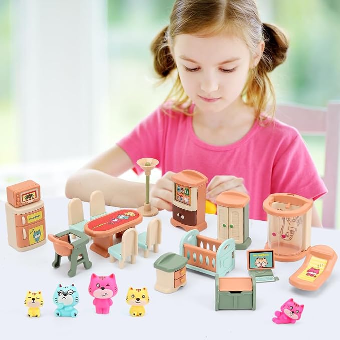 BananMelonBM 50 Pack Kids Little Dollhouse Furniture Set Toys House Big Dreams - Image 6