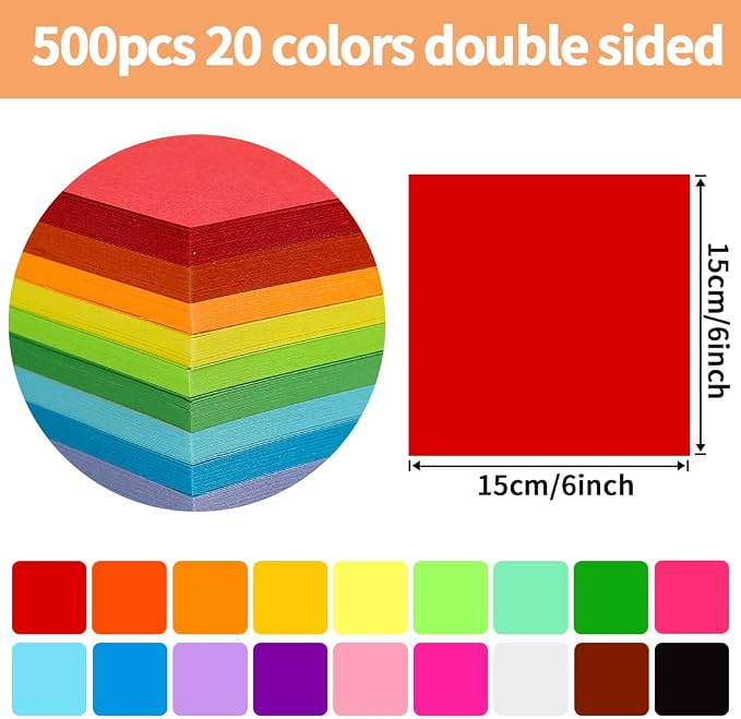 Praisebank Red Origami Paper, Double Sided Color, Origami Kit - Image 2