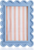 AceOrbit 4x6 Inches Haze Blue Flower Wavy Picture Frame Cute Wavy Edge Wooden by Unknown