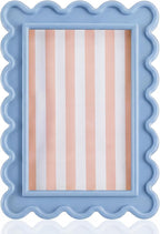 AceOrbit 4x6 Inches Haze Blue Flower Wavy Picture Frame Cute Wavy Edge Wooden by Unknown