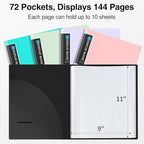 Sooez 72 Pocket Binder with Plastic Sleeves & Elastic Band, Large Capacity - Image 2