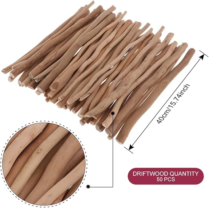 Harilla 50x Rustic Decorative Wood Branch Sticks Driftwood Embellishments Rod - Image 2
