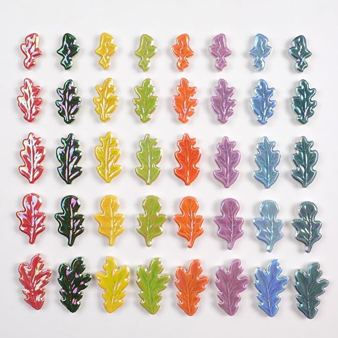 Iridescent Leaf Ceramic Mosaic Tiles by AONUOAO