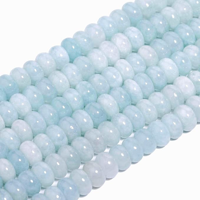 Songxi 5x8mm Natural Aquamarine Stone Rondelle Beads, Gemstone - Image 2