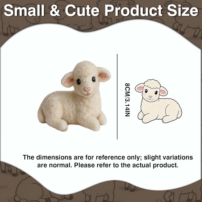 DIY Needle Felting Kit Cute White Lamb Lying – Needle Felting Starter Kit - Image 2
