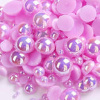 1000PCS Mixed Sizes 3/4/5/6/8/10mm Flatback Half Round Pearls Gems by Unknown