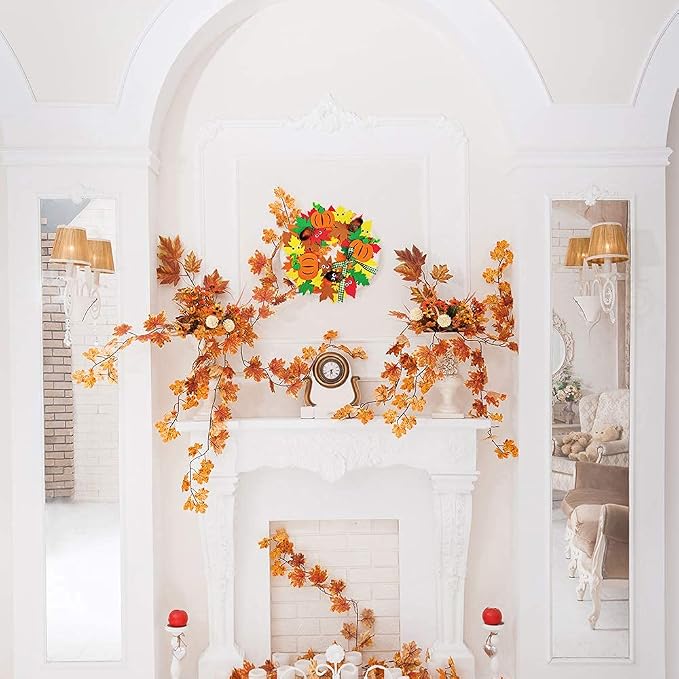 Supla 12 Kits 3D Pumpkin Fall Leaf Wreath Craft Kit DIY Thanksgiving Wreath - Image 9