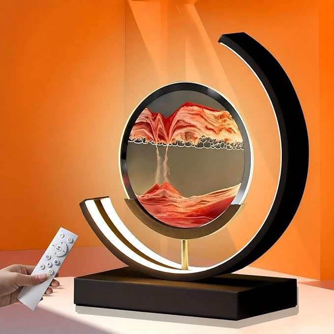 Moving Sand Art Lamp, 360 Degree Rotating Sands of Time Lamp by LLPCKPB