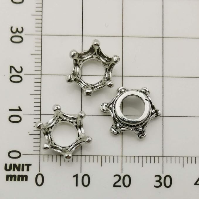 iloveDIYbeads 60pcs Mixed Antique Silver Bronze Gold 3D King Crown Loose Spacer - Image 6