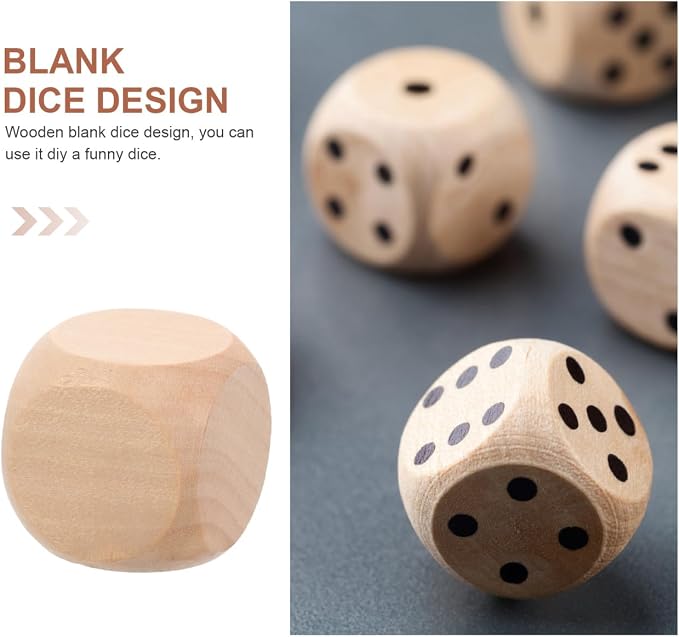 Milisten 20pcs Blank Wooden Dice, Wooden Cubes - Image 3