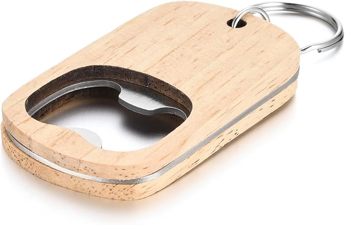 10 Pcs Wooden Keychain Blanks Wood Bottle Opener Bulk Laser Engraving Blanks - Image 2