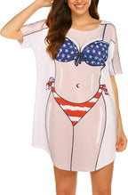 Ekouaer Women's Bikini Shirt Cover Up Short Sleeve Cute Bikini Print Cover-Up by EKOUAER