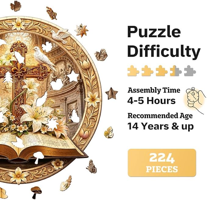 Jigfoxy Wooden Puzzles for Adults, Bible & Cross Jigsaw Puzzle - Image 2