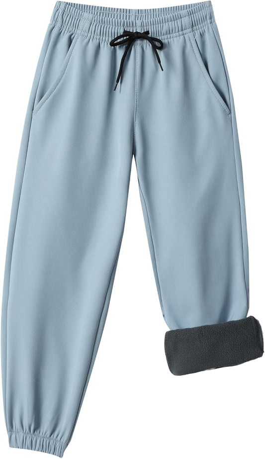Toddler Fleece Lined Warm Joggers for Baby Boys Girls Thermal Winter Sweatpants Kids Hiking Pants