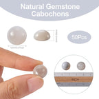 FASHEWELRY 50Pcs Natural Gray Agate Cabochons Flat Back Gemstone Cabochons 12mm - Image 5