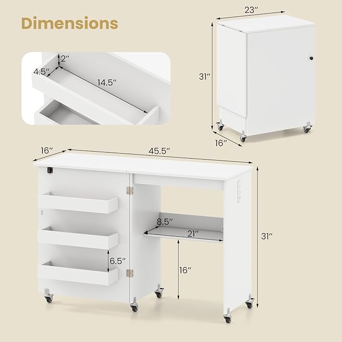 Giantex Folding Sewing Table - Image 3