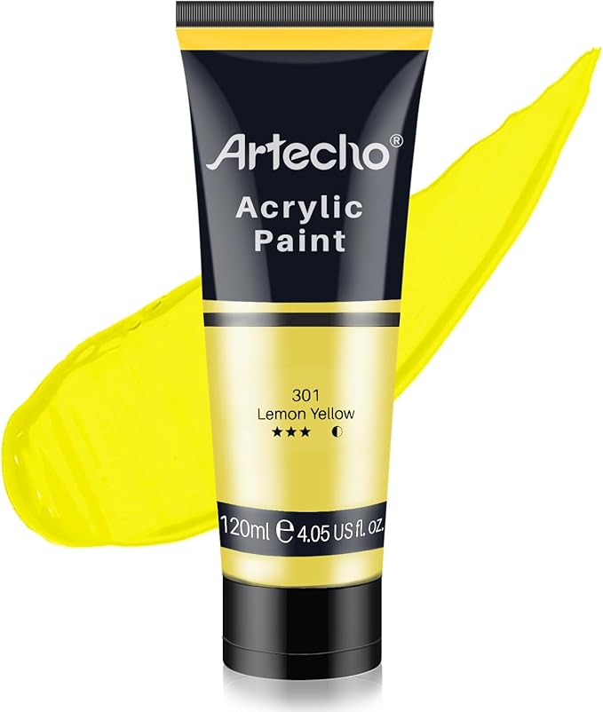 Artecho Yellow Acrylic Paint, Lemon Yellow Paint Tubes, Art Craft Paints by Artecho