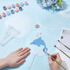 10Pcs Plastic Round Hand Fan Blank Clear Handheld Fan PVC Transparent Summer - Image 3
