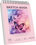 Soucolor Sketch Book 9" x 12" for Teen Girls, Cute Pink Sketchbook | 100 Sheets by Soucolor