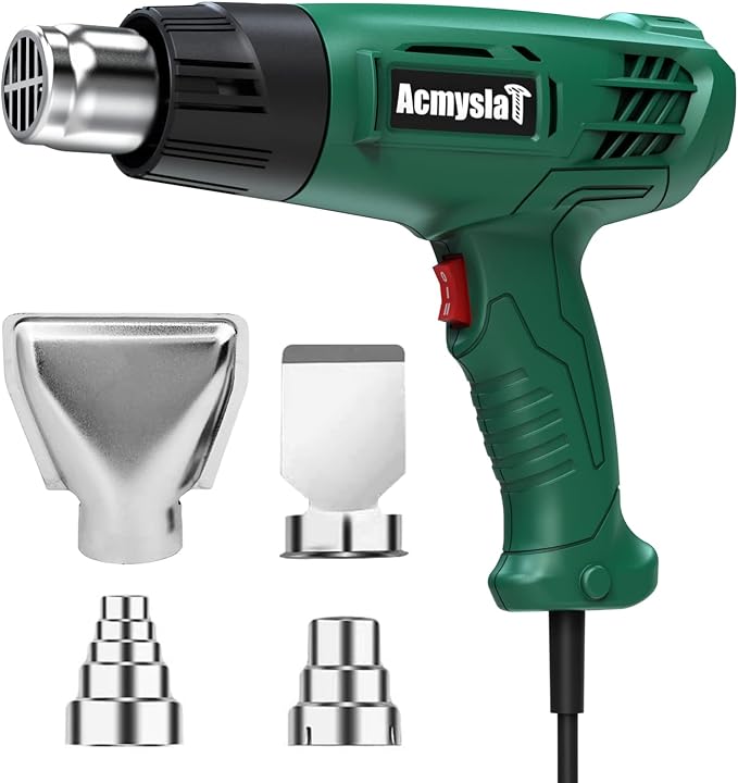 Heat Gun, Heavy Duty Hot Air Gun Kit Dual Temperature Settings 572℉~932℉ by AcmyslaT