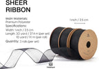 Vitalizart Black Ribbon Organza Sheer Ribbon 1 inch x 30Yd Handmade Fabric - Image 2