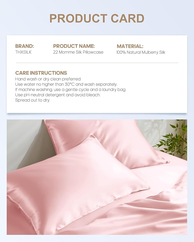 THXSILK Silk Pillowcase for Hair and Skin, 22 Momme 100% Mulberry Silk Grade - Image 8