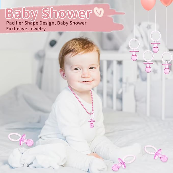 72 Pcs Baby Shower Pacifiers, 2.75’’ Plastic Pacifiers for Baby Shower Game, Baby Shower Decoration DIY, Gender Reveal Party Table Scatter/Baby Shower Party Favors, Pink Pacifiers Baby Shower
