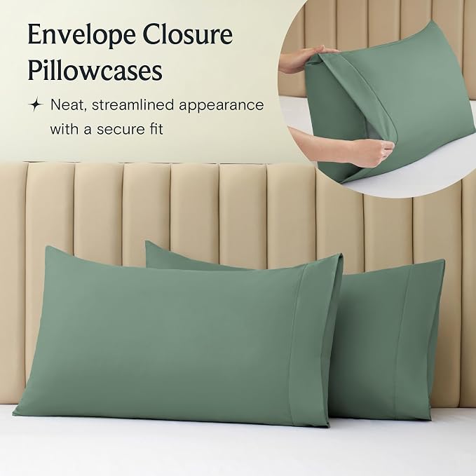 LuxClub 4 PC California King Sheet Set, Breathable Luxury Bed Sheets, Deep - Image 8