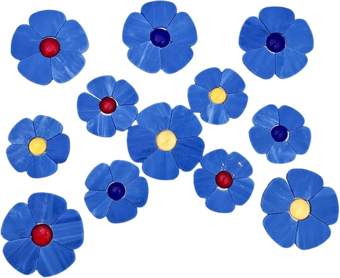 Esweny 12 Flower Stained Glass Mosaic Tiles - Image 6