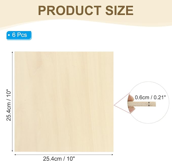 PATIKIL 10x10x1/4 Basswood Sheets - Image 2