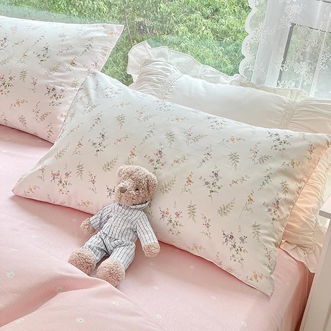 Nayoroom Floral Duvet Cover Full Size Girls Pink White Botanical Flower - Image 6
