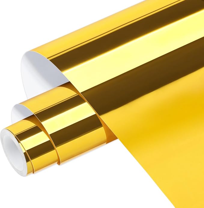 WRAPXPERT Gold Vinyl, Chrome Permanent Vinyl 12" x 5ft, Mirror Vinyl Permanent by WRAPXPERT