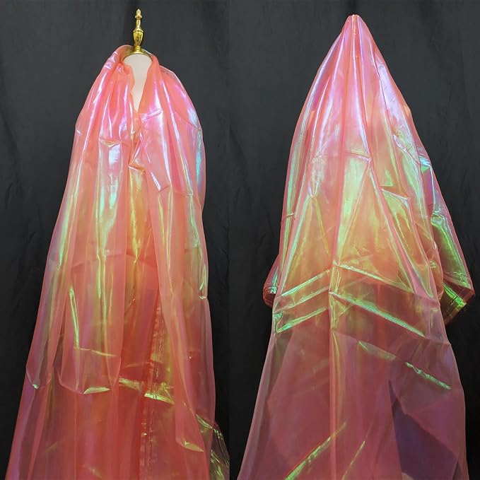 Orange Red Iridescent Organza Fabric - Image 2