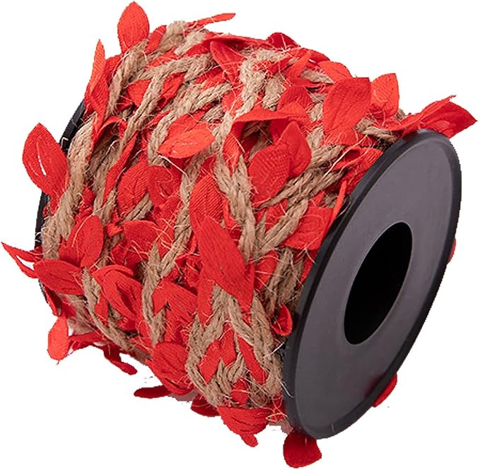33 feet Natural Twine Red Leaf Jute 3ply 2MM Rope Hemp Burlap Ribbon String by SPDTECH