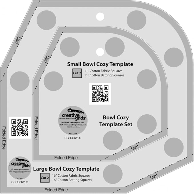 Creative Grids Bowl Cozy Template Set – CGRBOWLS – Made in USA, Non-Slip Grip by CreativeGrids