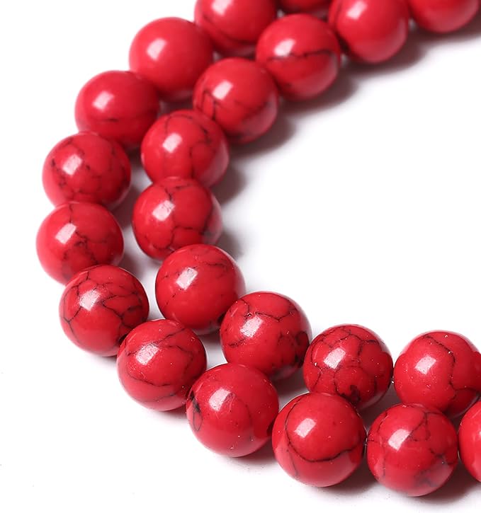 60pcs 6mm Natural Stone Beads Red Turquoise Gemstone Round Loose Beads - Image 3
