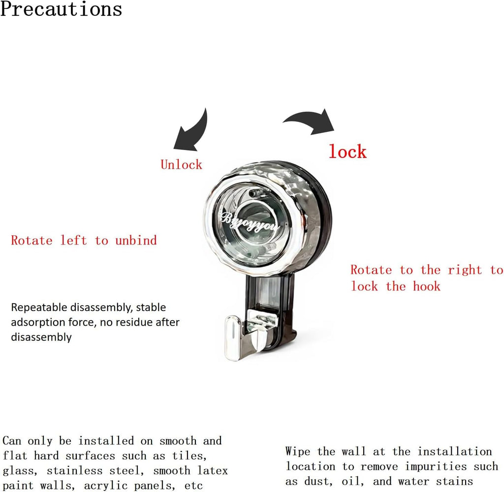 2 pcs Rotate Vacuum Suction Cup Hooks, Heavy Duty Suction Cups 20 lb,Removable Reusable