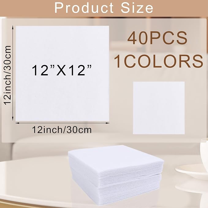 40 Pcs Stiff Felt Fabric Sheet for Crafts, 1mm Thick and 12”x12”White Felt - Image 2