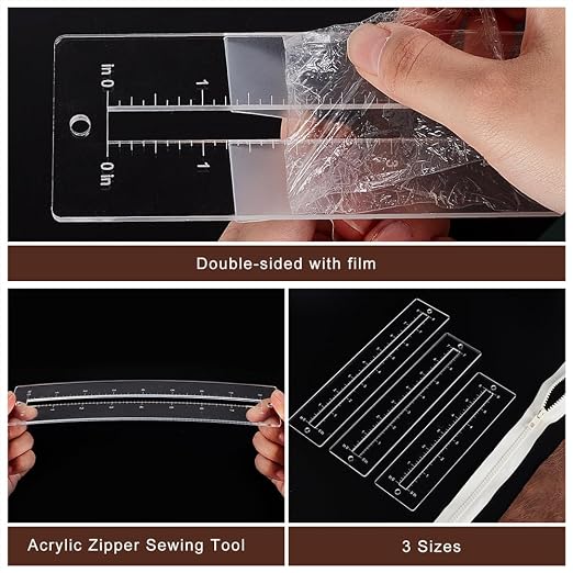 PH PandaHall 6pcs 3 Sizes Zipper Making Template Set, Acrylic Zip Pocket - Image 4