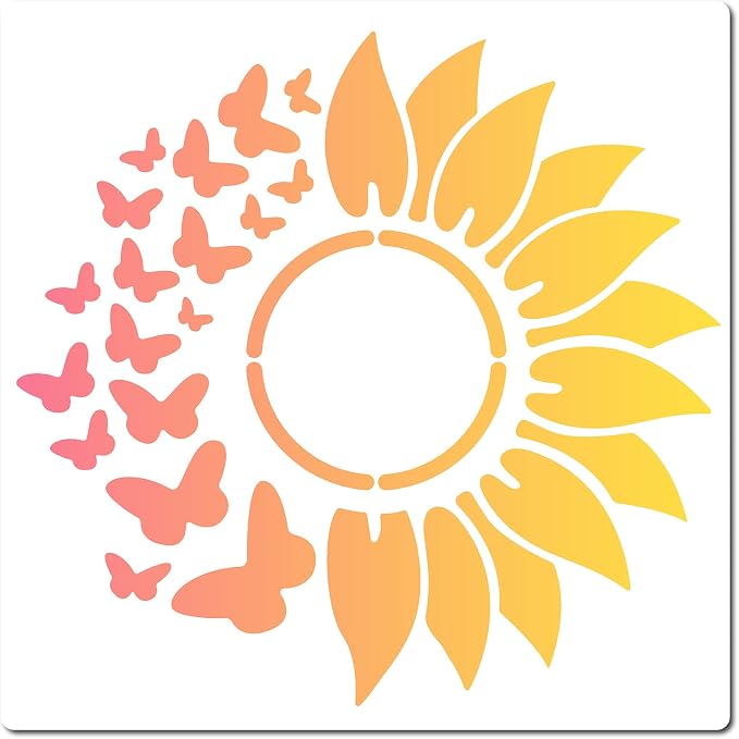 GORGECRAFT 12"X12"Sunflower Butterfly Stencil Flower Templates Sun Petals by GORGECRAFT