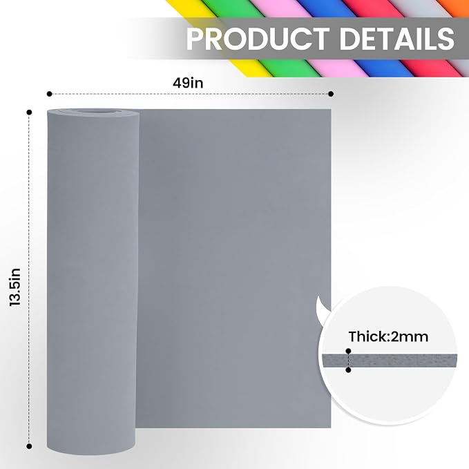 Do²ping Gray Eva Foam Sheets roll, 2mm eva Craft Foam 49''x13.5'' High Density - Image 2