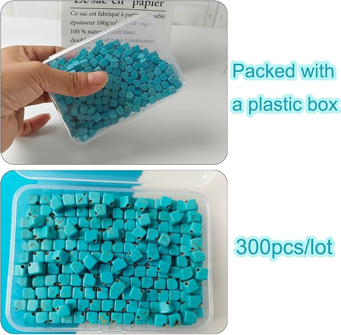 6mm Turquoise Square Beads Bulk - Image 3