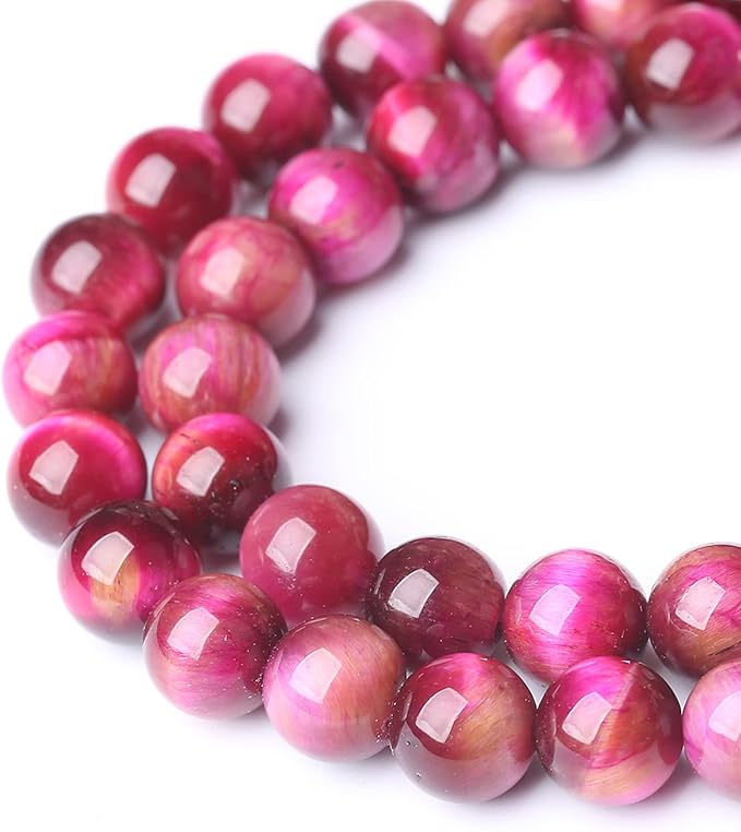 Natural Rose Red Tiger Eye Beads - Image 4