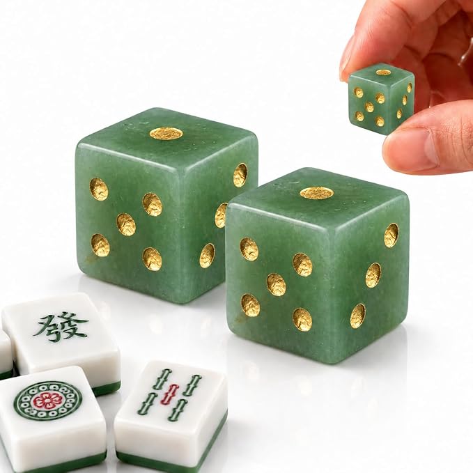2PCS Crystal D6 Dice, 16mm Natural Gemstone Mahjong Dice Set Stone Dice by YEMEKO