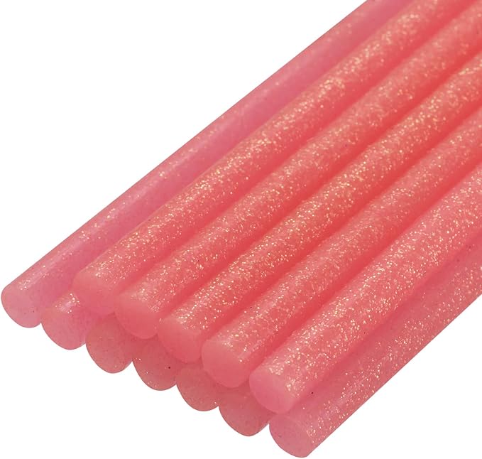 uxcell Mini Hot Glue Sticks for Glue Gun 7mm x 200mm Glitter Light Red 12pcs by uxcell