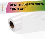 HTVRONT White Flock HTV Heat Transfer Vinyl-12 x 6FT Flock HTV Vinyl Roll by HTVRONT