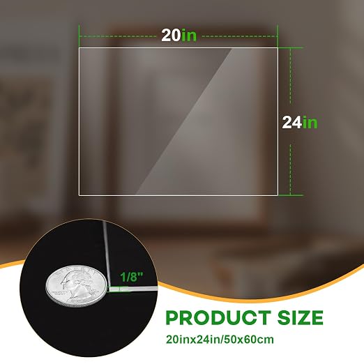 VOISEN 2 Pack Plexiglass Sheets 1/8 Inch Thick, Display Cases, Sneeze Guard - Image 3